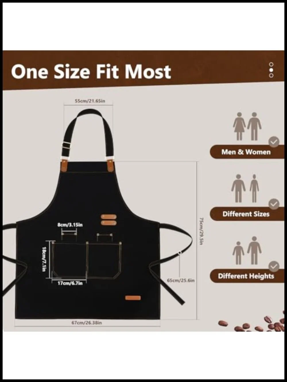 Water Repellent Apron with Adjustable Strap and Pockets for Cooking